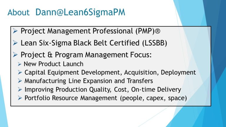 About Lean6sigmaPM - consultant's professional experience
